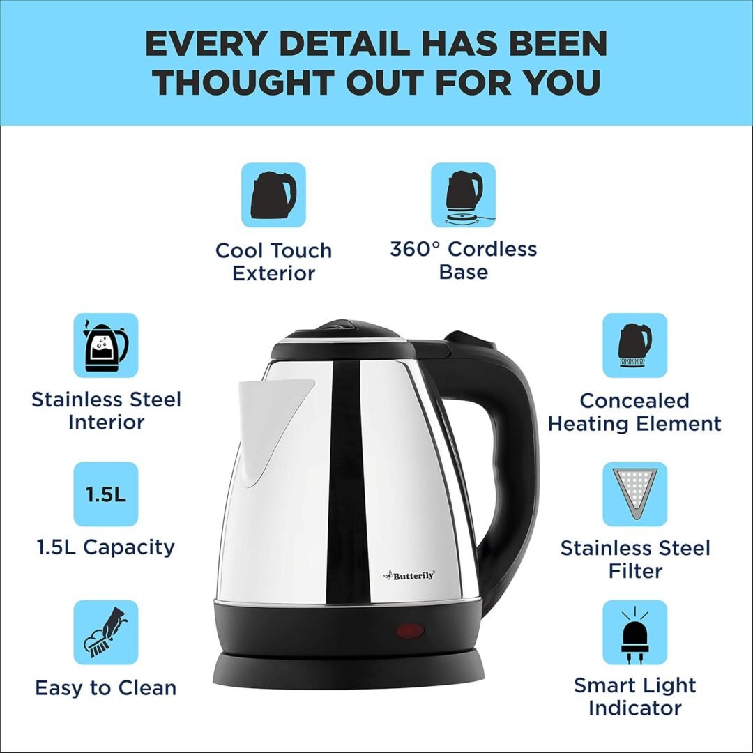 Butterfly EKN 1.5 Litre Stainless Steel Electric Kettle